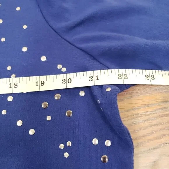 Rebecca Malone Women's L/XL Blue & Silver Beaded Blouse - Picture 4 of 11